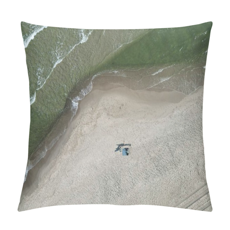 Personality  Aerial Shot Of Deserted Sandy Beach With Scenic Sea Waters And Sand Textures Pillow Covers