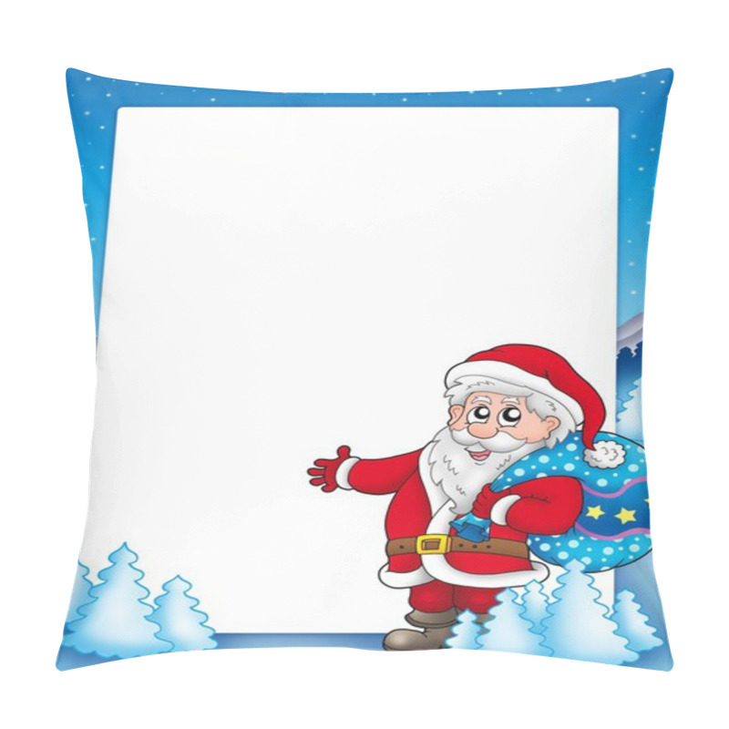 Personality  Christmas Frame With Santa Claus 1 Pillow Covers