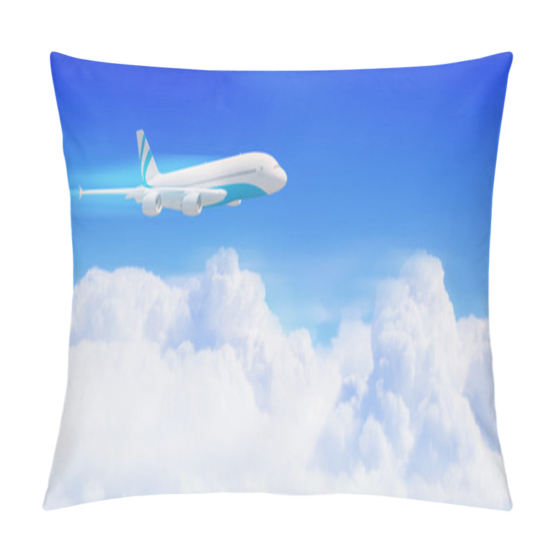 Personality  White Passenger Plane In The Blue Sky Pillow Covers