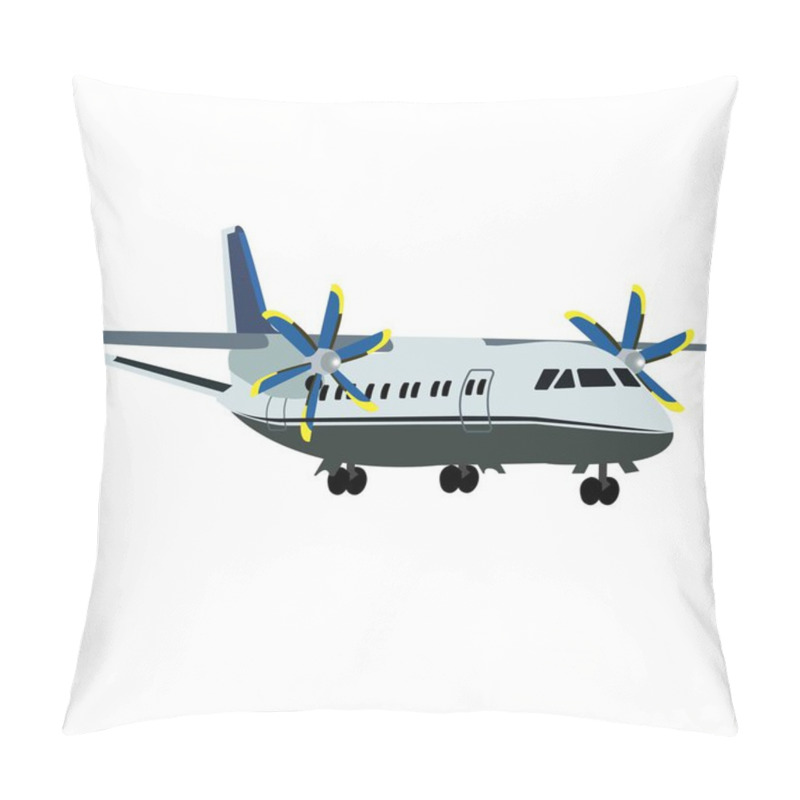 Personality  Passenger Airplane On A White Background. Aircraft With Upper Wing And Propeller Engines. Pillow Covers