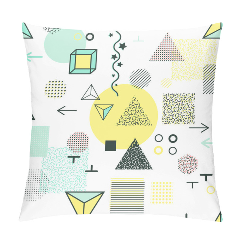 Personality  Trendy Geometric Elements Memphis Cards, Seamless Pattern. Pillow Covers