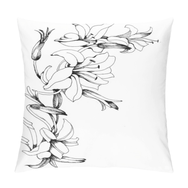 Personality  Blooming Sketched Lily Flowers Pillow Covers