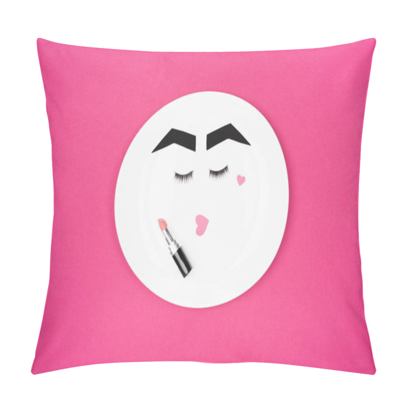 Personality  Paper Face With Makeup On Plate  Pillow Covers