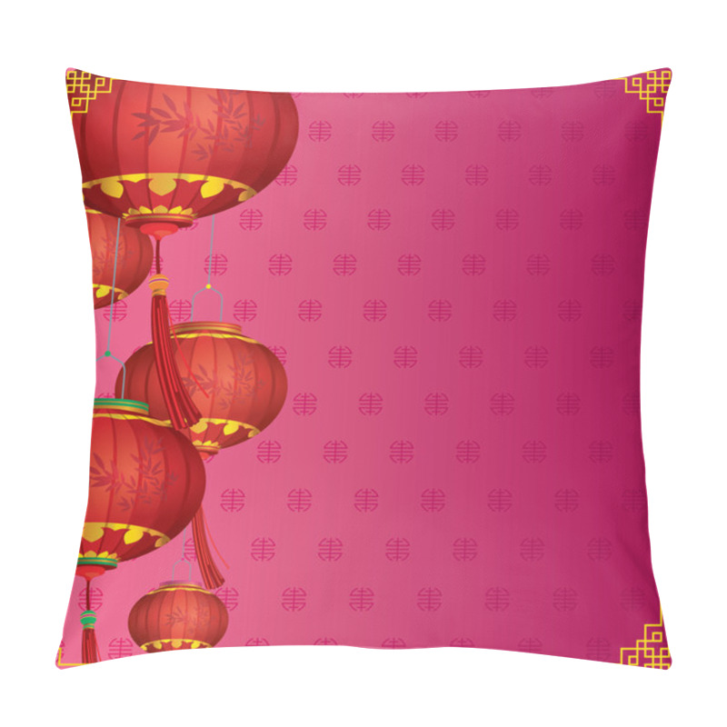 Personality  RED Chinese Lanterns In Purple Traditional Background Pillow Covers