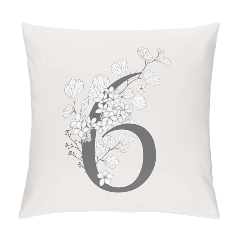 Personality  Vector Blooming Floral Number 6 Monogram And Logo Pillow Covers