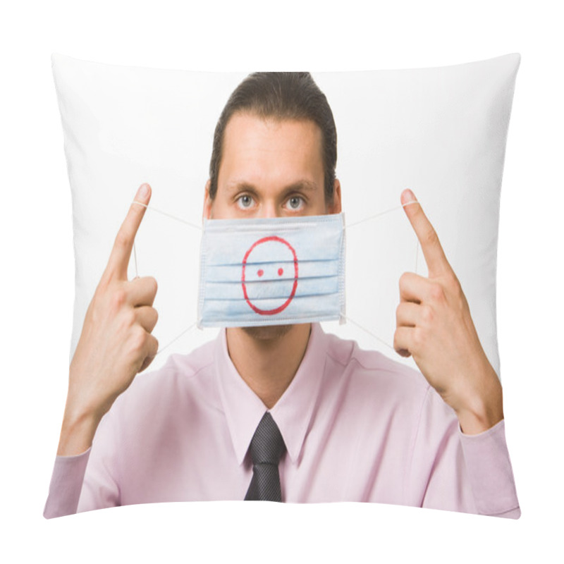 Personality  Man Holding Protective Mask Pillow Covers