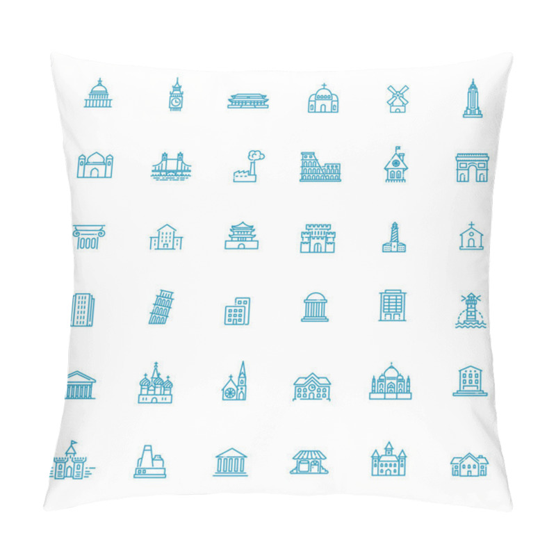 Personality  Building Vector Icons Set, Government Pillow Covers