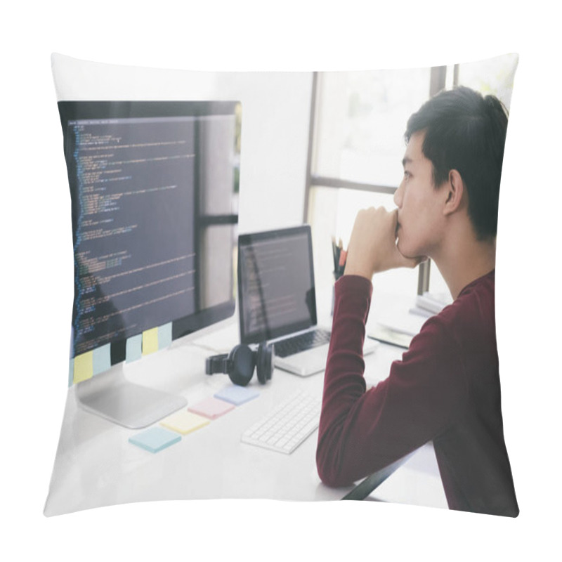 Personality  Programmers And Developer Teams Are Coding And Developing Softwa Pillow Covers