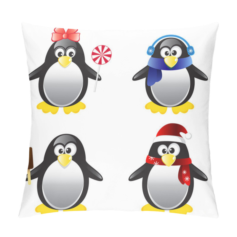 Personality  Penguin Vector Illustration Set Pillow Covers