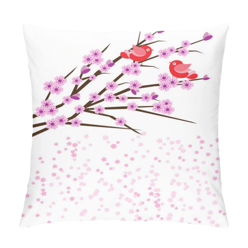 Personality  Two Birds With Cherry Blossoms Pillow Covers