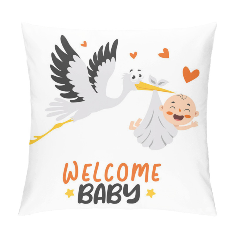 Personality  Cartoon Drawing Of A  Newborn Baby Character Pillow Covers