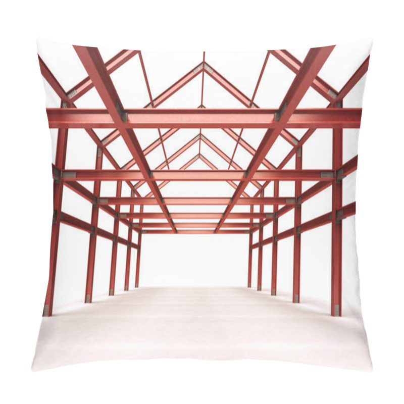 Personality  Isolated Red Steel Framework Building Indoor Perspective View Pillow Covers