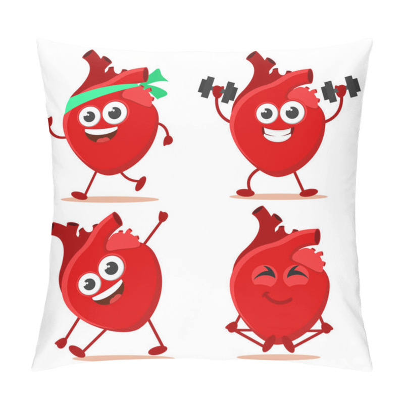 Personality  Heart Goes In For Sports Set On A White Background. The Character Pillow Covers