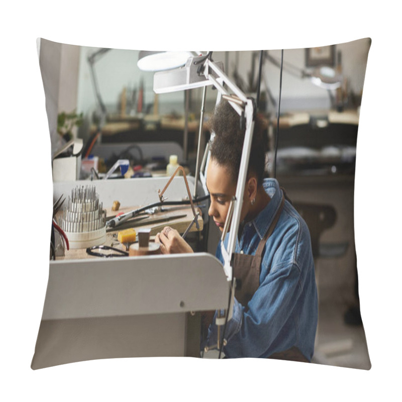 Personality  A Talented Craftsperson Dedicates Time To Creating Stunning Jewelry Pieces In Their Workshop. Pillow Covers