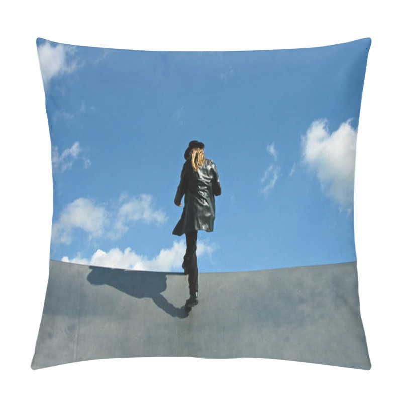 Personality  Man Jumps Over His Own Shadow Pillow Covers