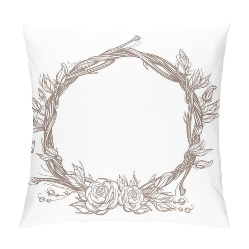 Personality  Round Frame Made Of Branches  Pillow Covers