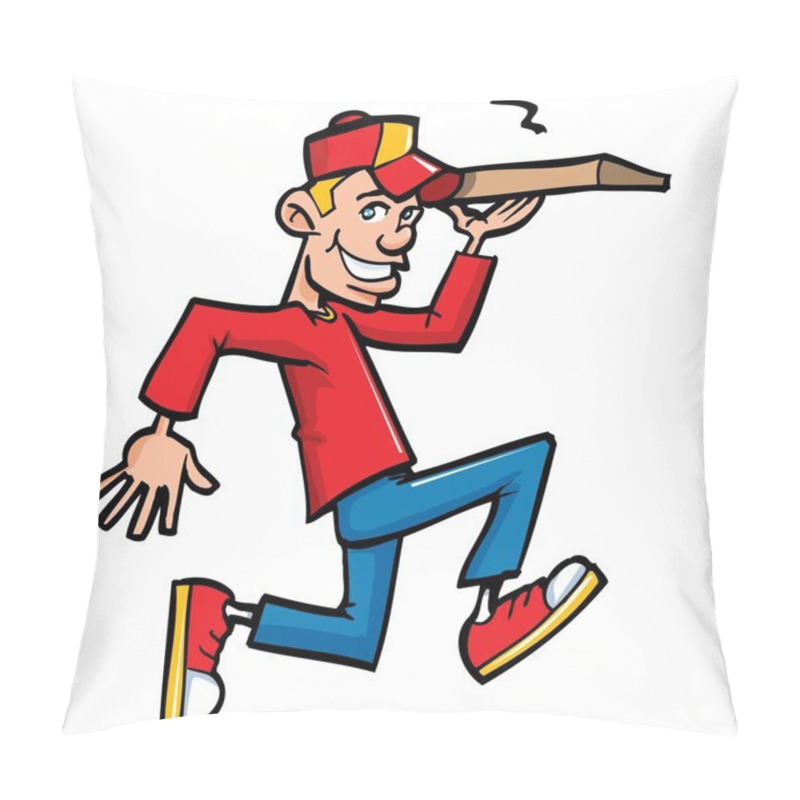 Personality  Cartoon Of Pizza Running Delivery Boy Pillow Covers