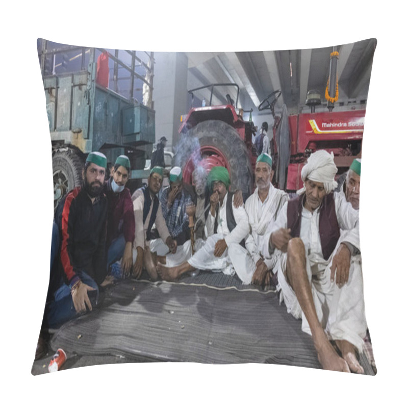 Personality  NEW DELHI, INDIA - DECEMBER 2020 : Thousands Of Farmers From Various States March Towards The India Capital To Protest Against New Agricultural Laws They Say Will Severely Hurt Their Incomes, Loss Of Land According To Farmers Union. Pillow Covers