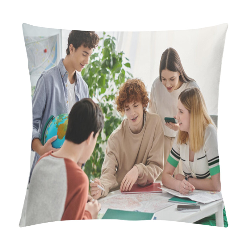 Personality  Teenagers Participate In A UN Model Conference, Engaging In A Lively Discussion About Global Issues. Pillow Covers