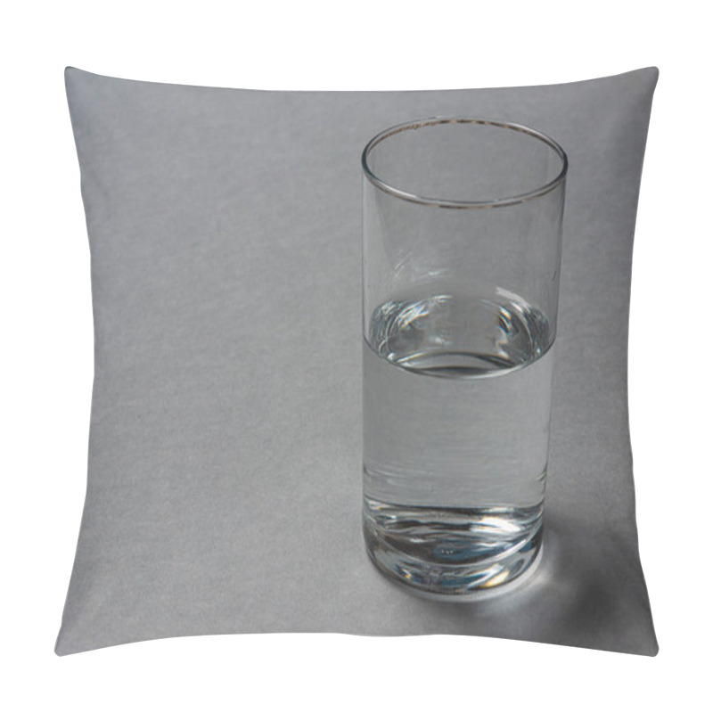 Personality  Half Empty Glass Of Water  On Grey Background. Pillow Covers