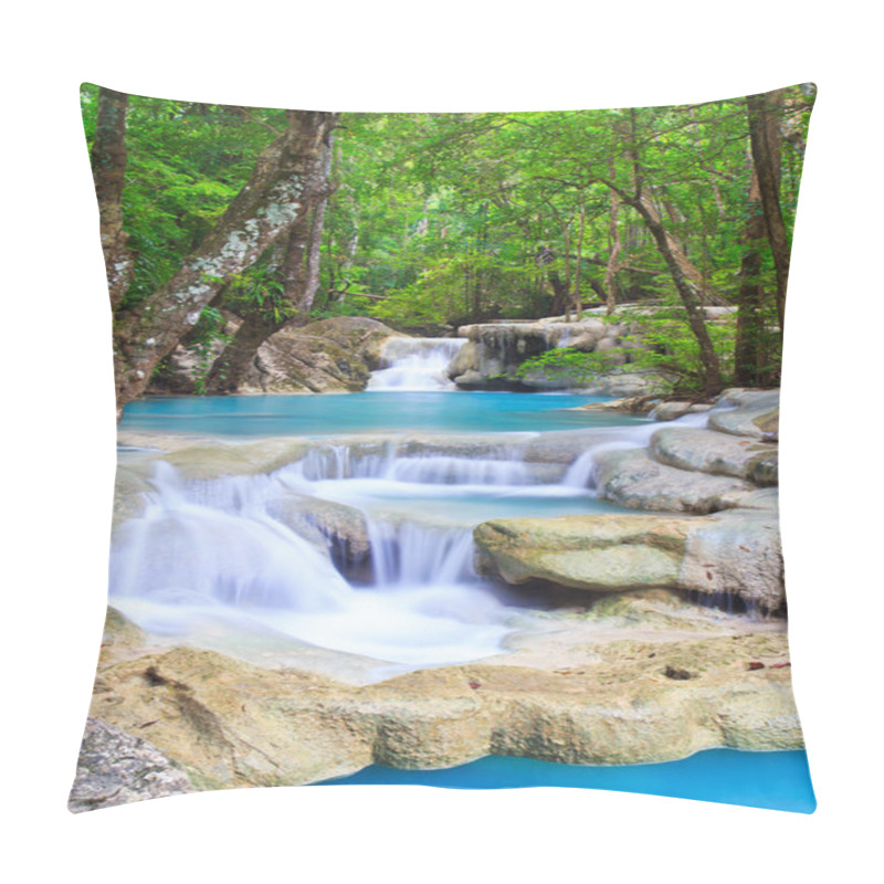 Personality  Waterfall And Blue Stream In The Forest Pillow Covers