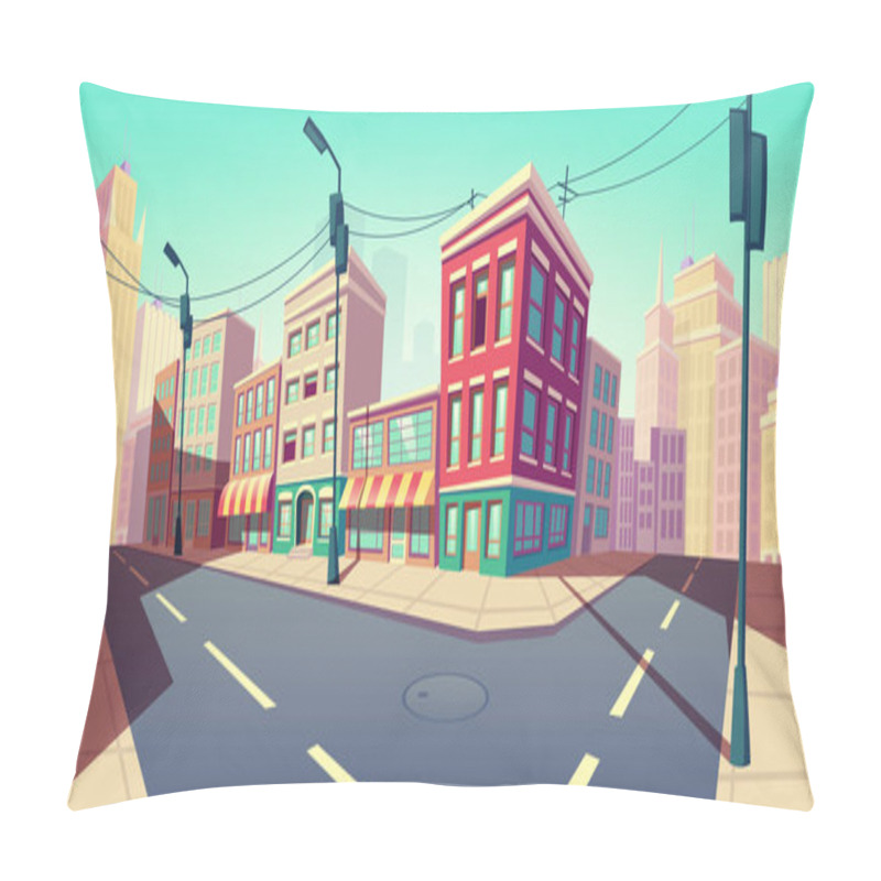 Personality  City Road Turn Empty Street With Transport Highway Pillow Covers