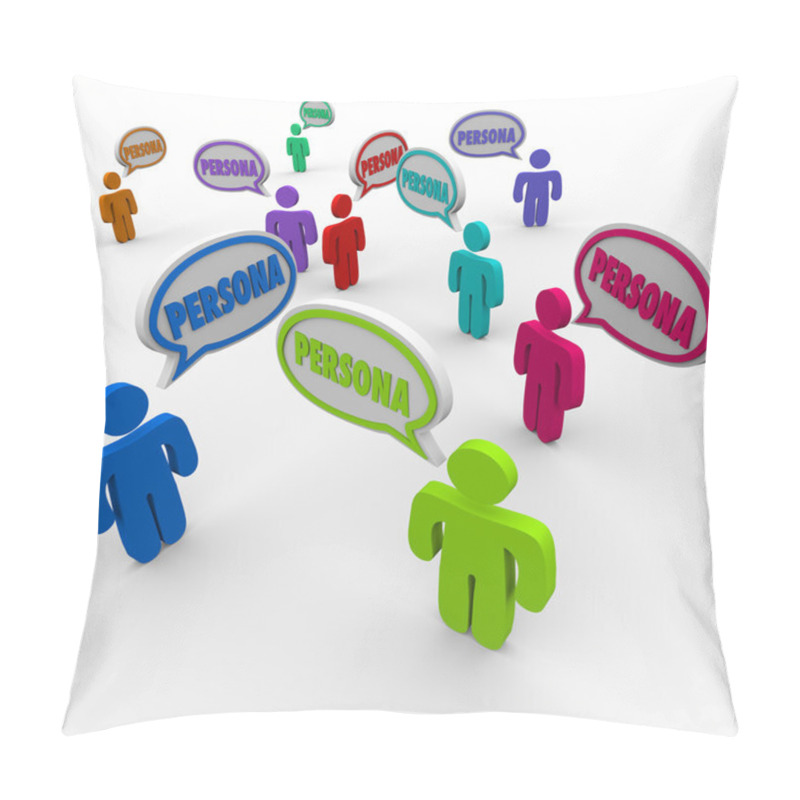 Personality  Persona Word In Speech Bubbles Over Customer Heads Pillow Covers