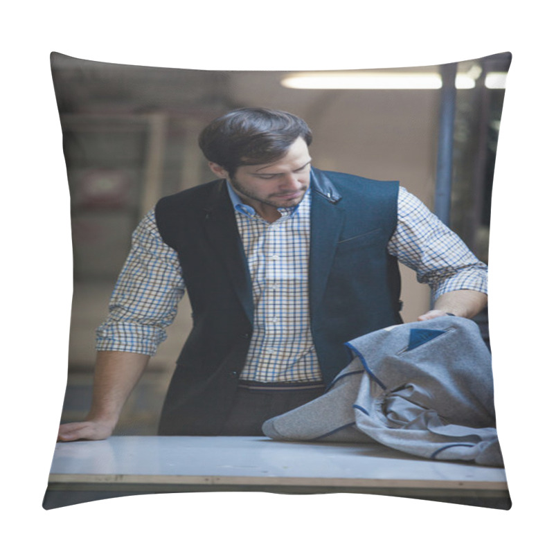 Personality  Young Tailor Man In Action Pillow Covers