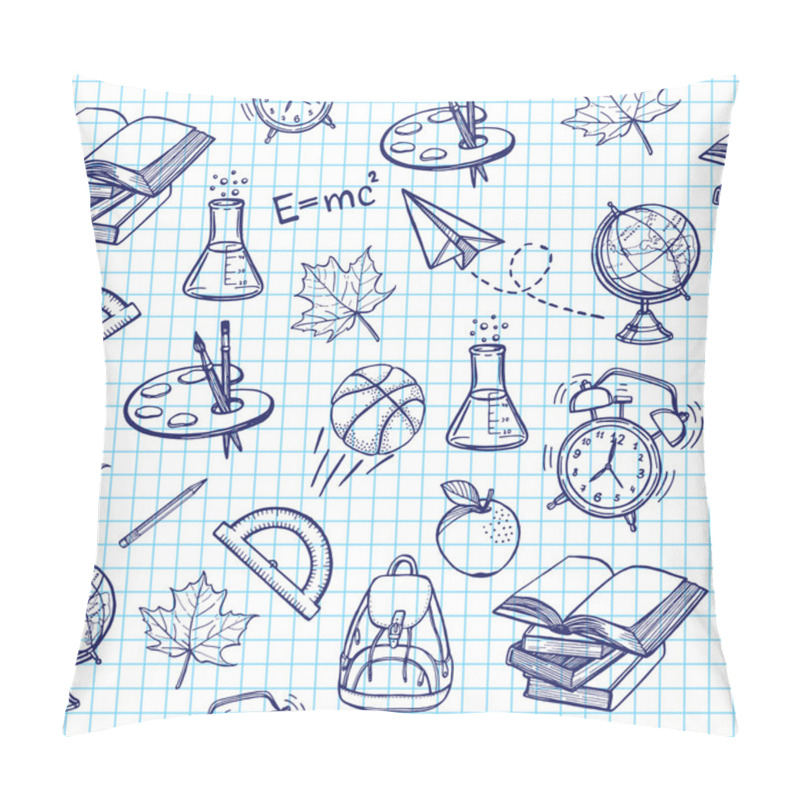 Personality  Hand Drawn Sketch With School Supplies Pillow Covers