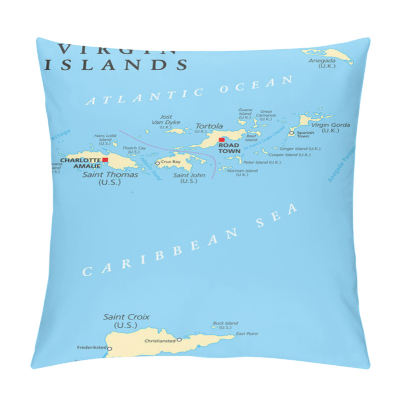 Personality  Virgin Islands Political Map Pillow Covers