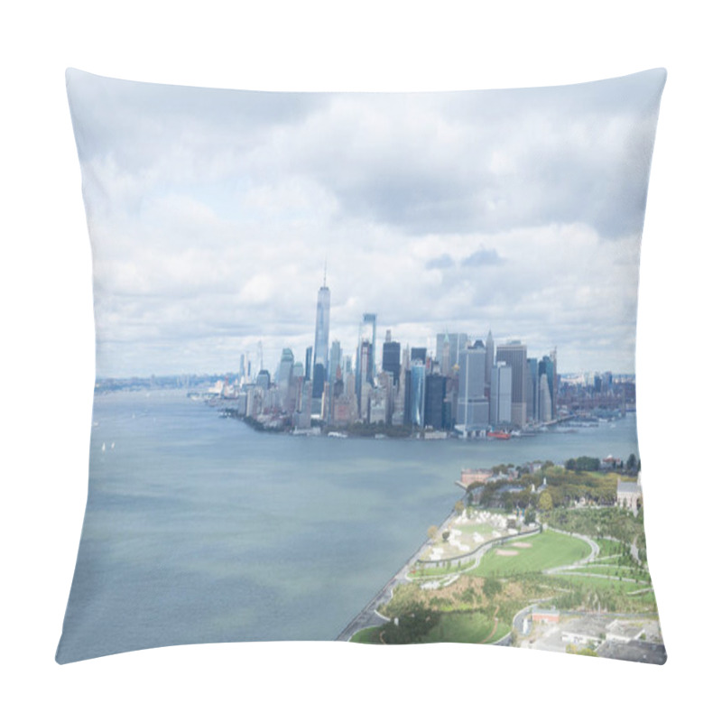 Personality  Aerial View Of Atlantic Ocean And New York City, Usa Pillow Covers