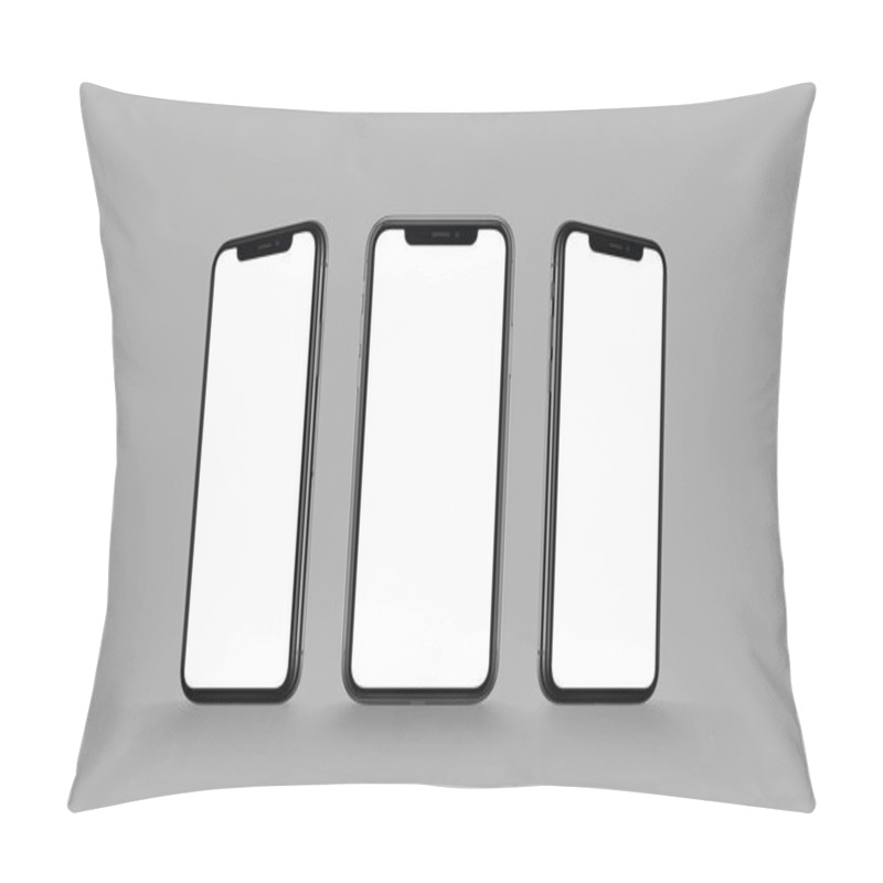 Personality  IPhone X Style Smartphone Multi Screen Mockup On Gray Background Pillow Covers