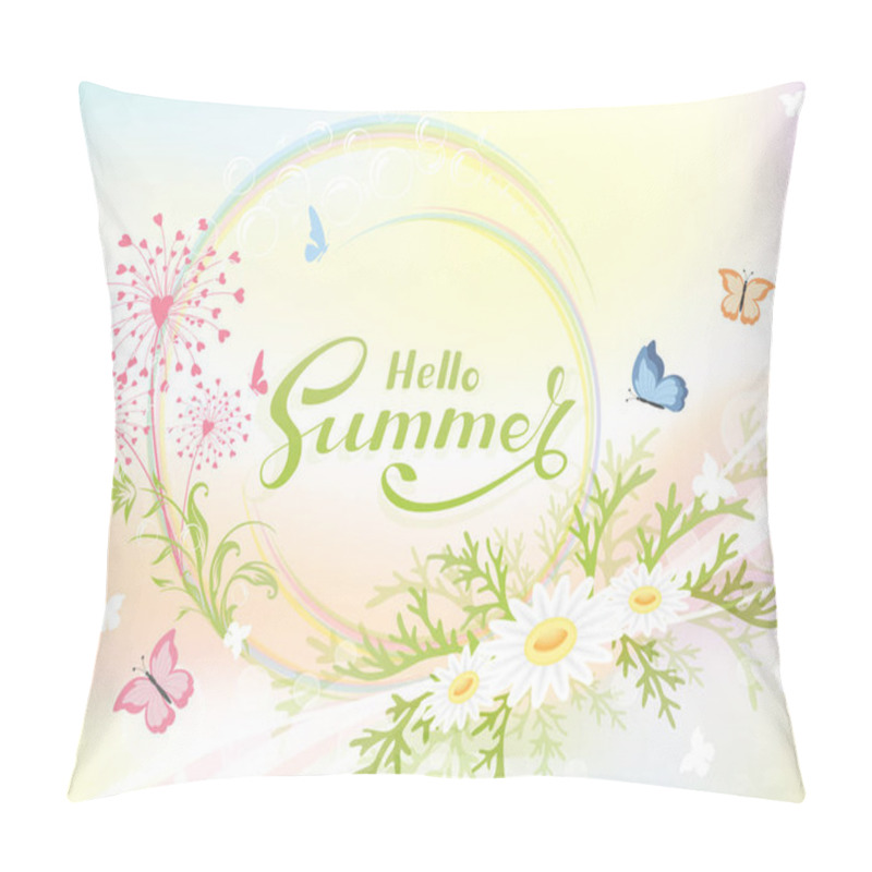 Personality  Abstract Summer Background With Flowers Pillow Covers