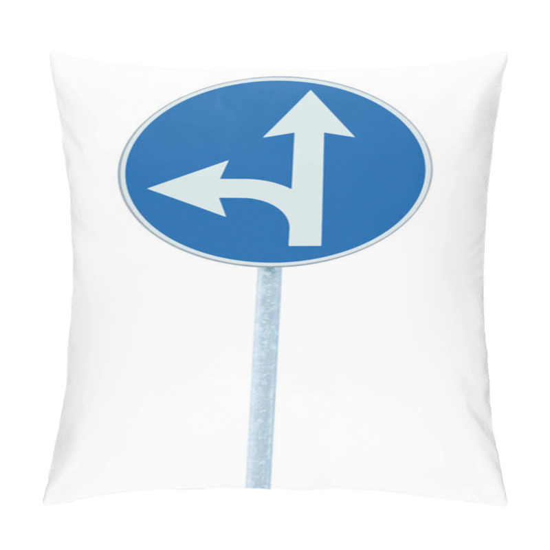 Personality  Mandatory Straight Or Left Turn Ahead, Traffic Lane Route Direct Pillow Covers