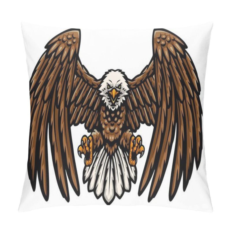 Personality  Vector Illustration Of Cartoon Funny Eagle Mascot Flying Pillow Covers