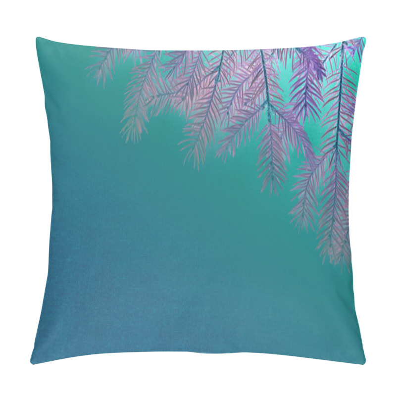 Personality  New Christmas Background With Real Pine Tree Branches Pillow Covers