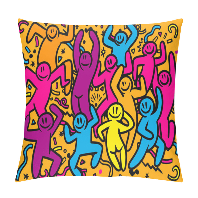 Personality  Hand Drawing Doodle Vector Illustration Of Funny Party People , Flat Design Pillow Covers