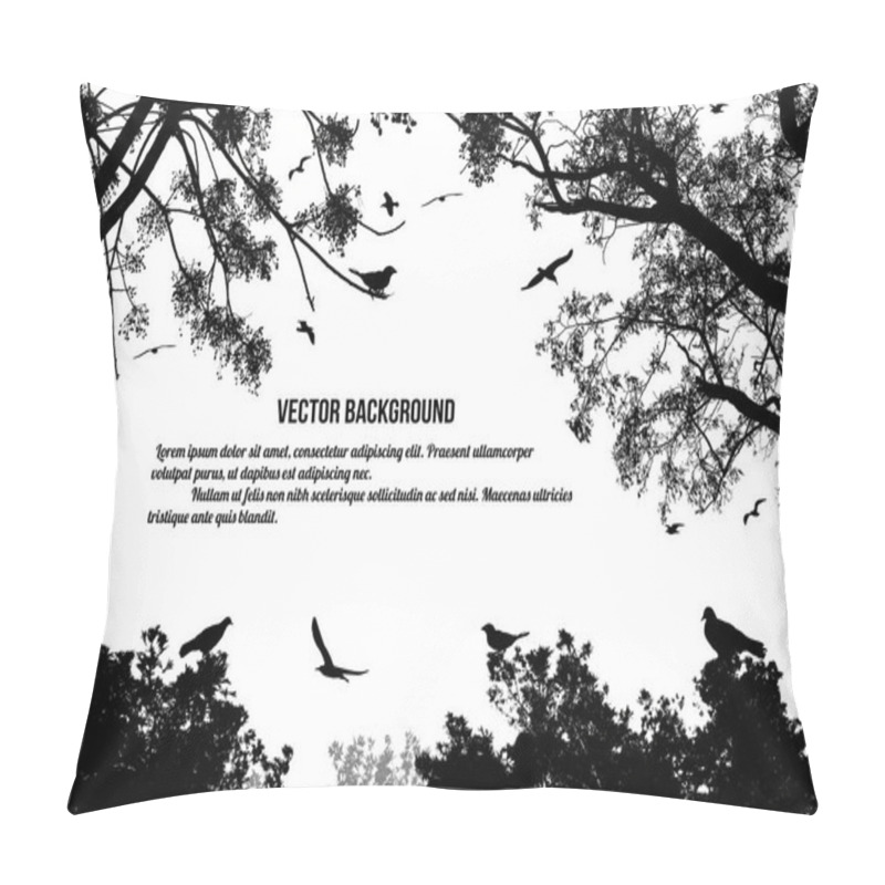 Personality  Birds In The Tree And Flying On White Background, Vector Illustration Pillow Covers