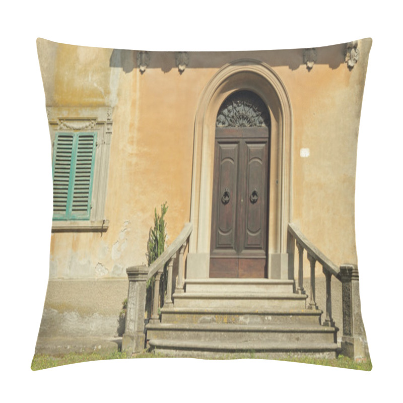 Personality  Doorway With Balustrade To The Classic Tuscan Villa, Italy Pillow Covers