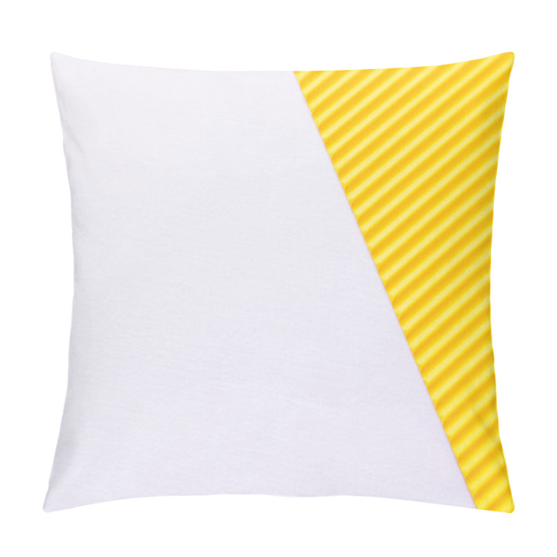 Personality  Top View Of Yellow Corrugated Paper On White Background Pillow Covers