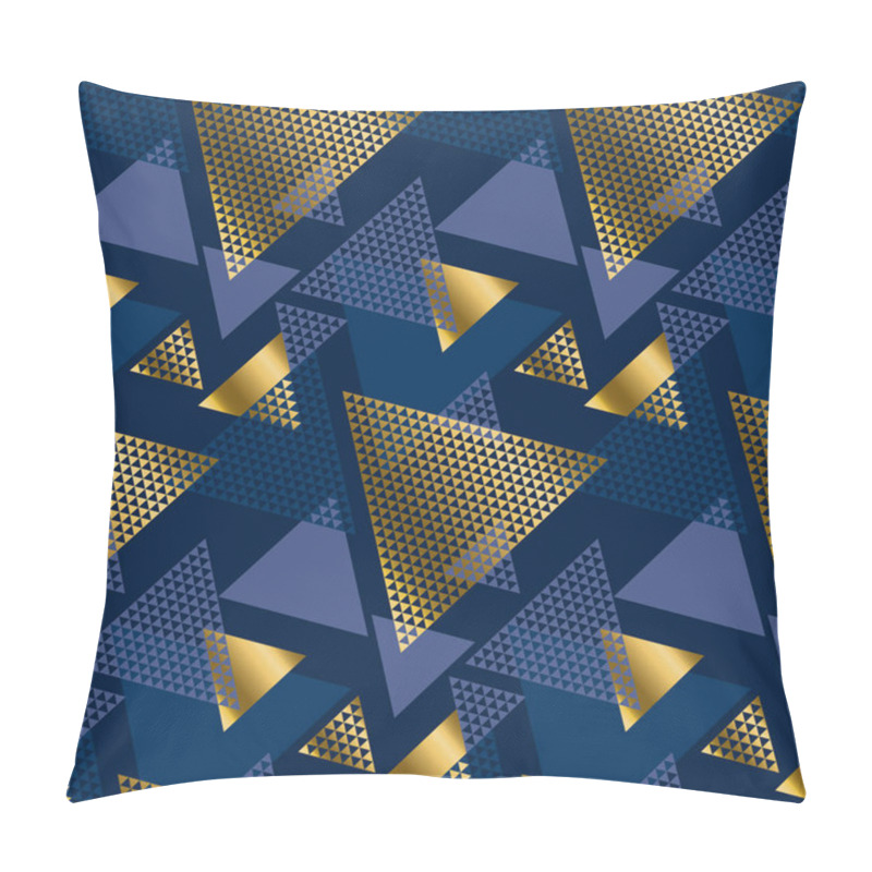 Personality  Gold And Blue Elegant Geometric Seamless Pattern  Pillow Covers