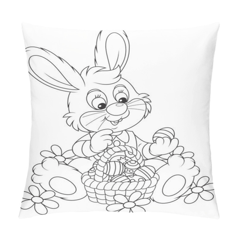 Personality  Easter Bunny With A Basket Of Eggs Pillow Covers