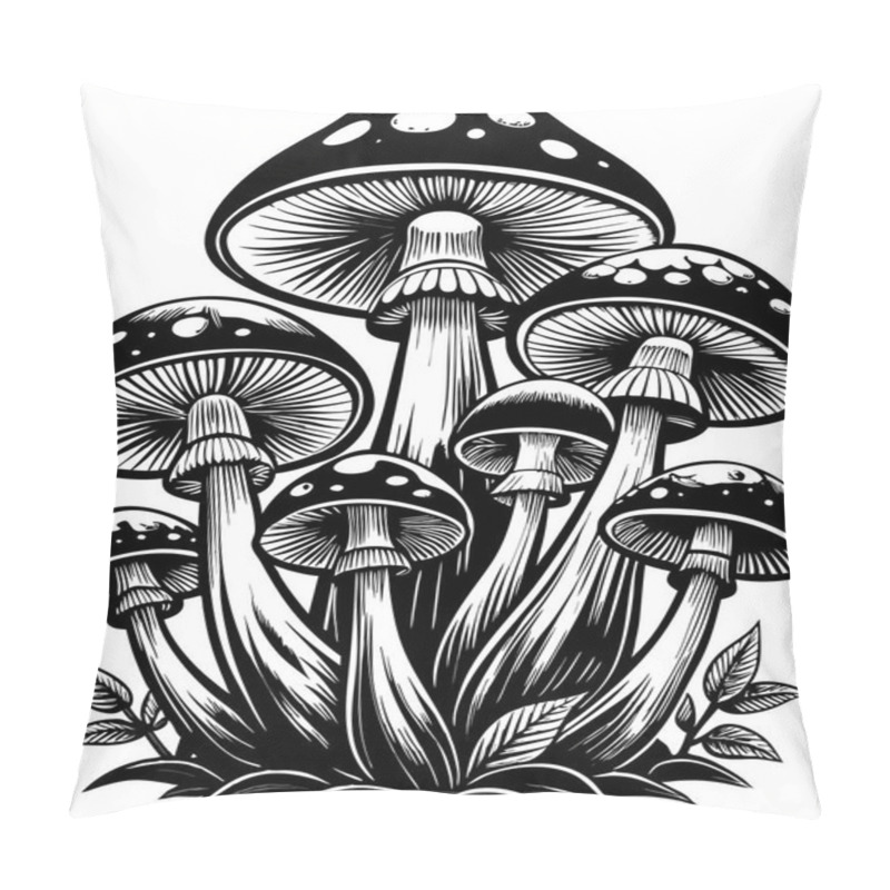 Personality  Mushroom Vector Illustration Silhouette Transparent Background Pillow Covers