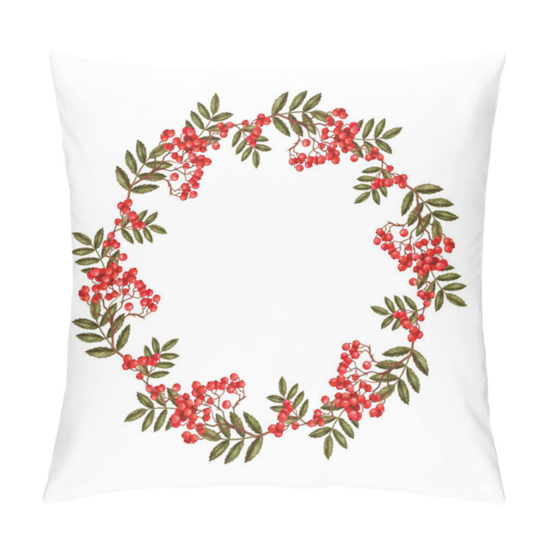 Personality  Wreath Of Rowan On White Background Pillow Covers