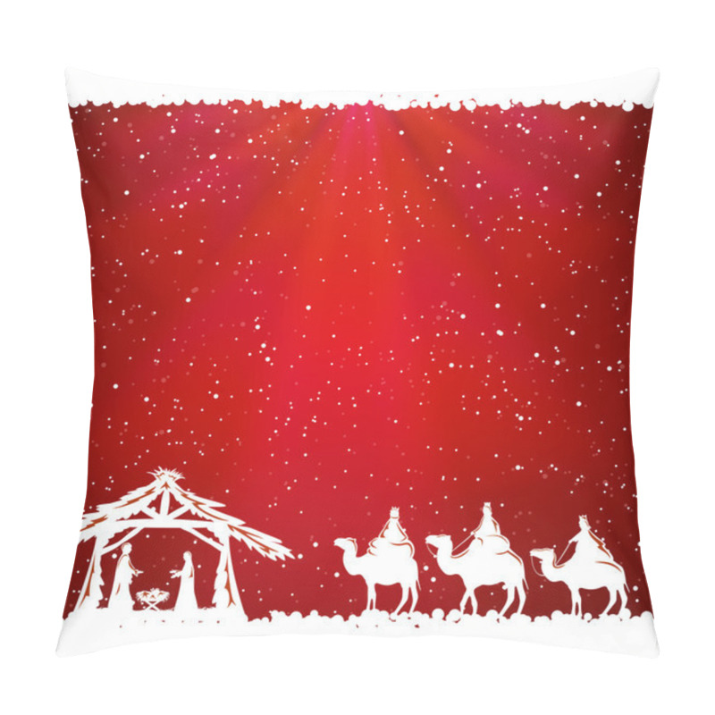 Personality  Christmas Theme On Red Background Pillow Covers