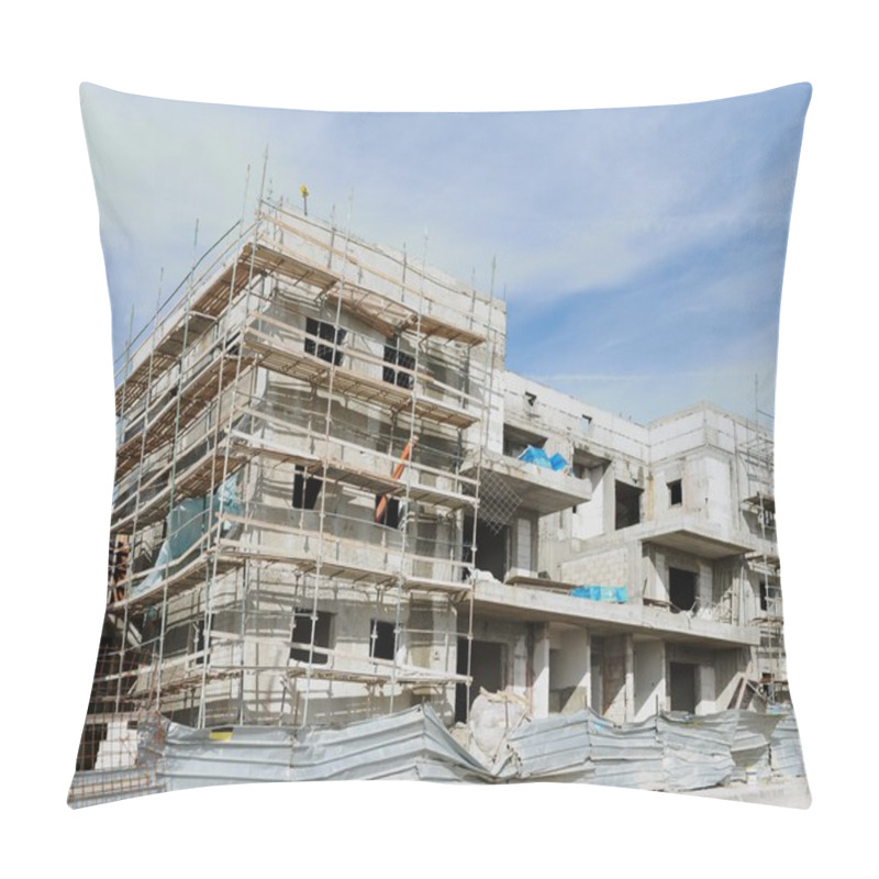 Personality  Three-storeyed Apartment Building Under Construction Pillow Covers