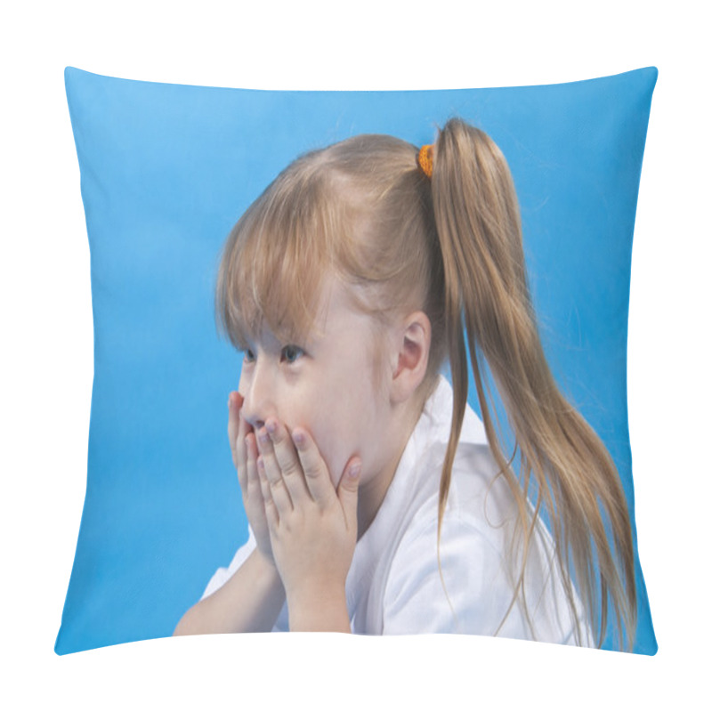 Personality  Small Cute Girl Is Covering One's Face With One's Hands I Pillow Covers