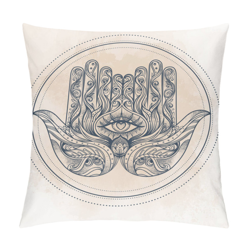 Personality  Ornate Hand Drawn Hamsa - Popular Arabic And Jewish Amulet. Pillow Covers