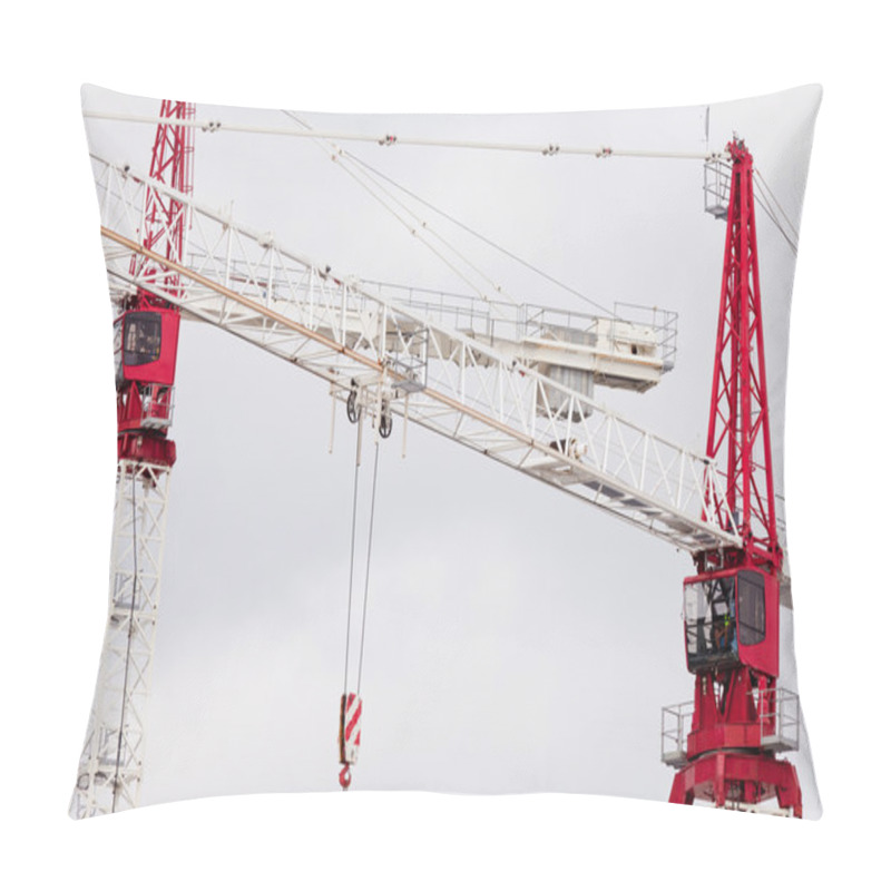 Personality  Two Large Steel Construction Cranes Close Together Pillow Covers