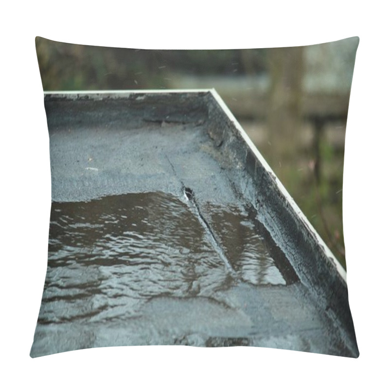 Personality  Light Rain On A Black Flat Roof With A Small Leak Pillow Covers